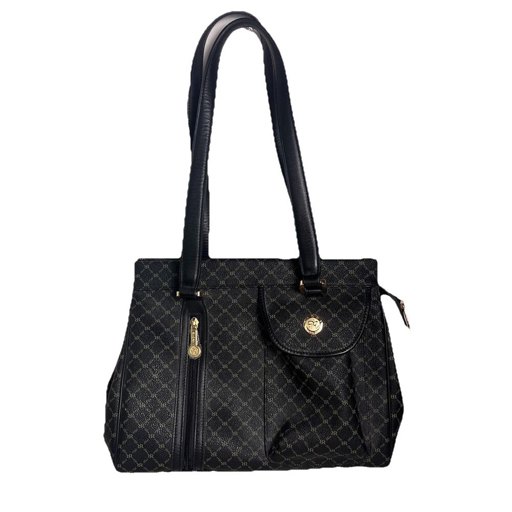 Rioni Italian Chelsea Black Leather Shoulder Bag Handbag Organizer Purse $290